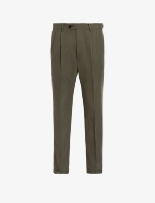 ALLSAINTS ALLSAINTS MEN'S SORGHUM GREEN TALLIS TAPERED-LEG MID-RISE COTTON-BLEND TROUSERS