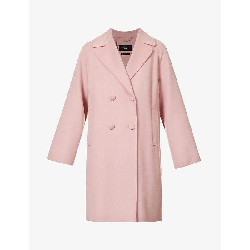 Weekend Max Mara Rivetto Double-breasted Regular-fit Wool-blend Coat In Pink