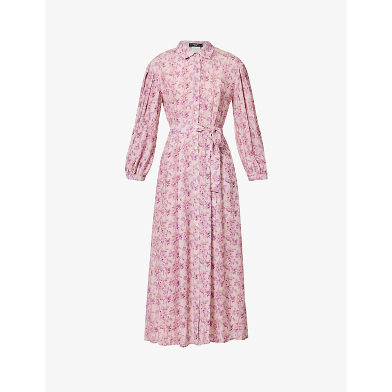 Weekend Max Mara Womens Peony Vela Floral-print Silk Midi Dress In Pink