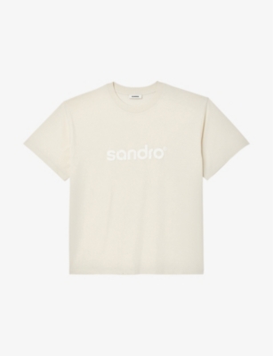 Sandro Mens Naturels Retro Logo Cotton-jersey T-shirt