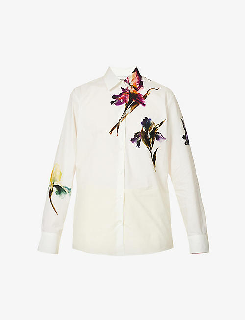 DRIES VAN NOTEN: Floral-print regular-fit cotton-poplin shirt