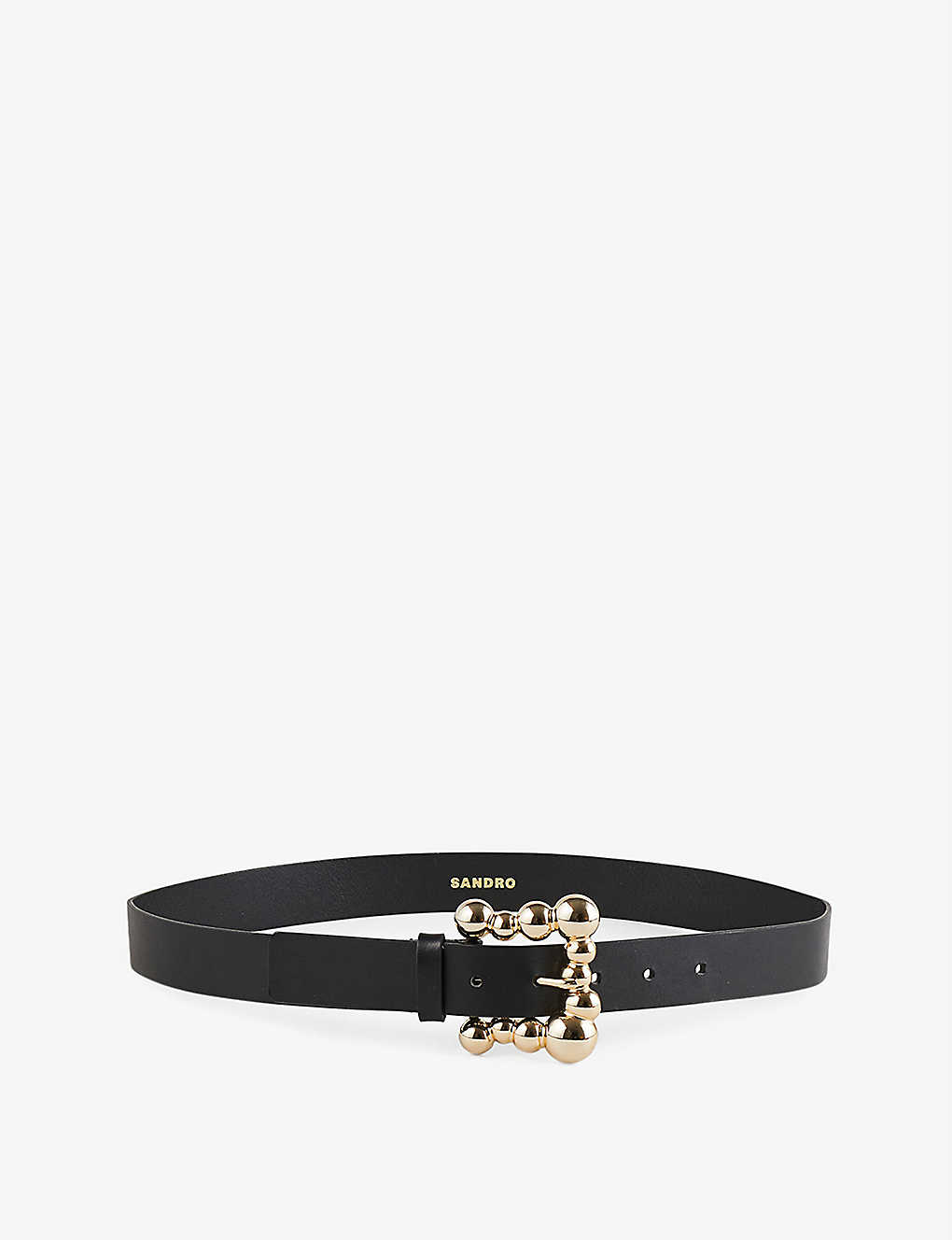 Sandro Wide Leather Belt With A Square Buckle In Black
