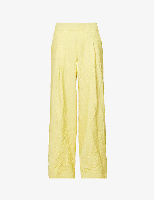 DRIES VAN NOTEN: Pila wide-leg high-rise cotton-blend trousers