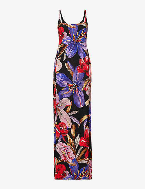 DRIES VAN NOTEN: Floral-print split-hem woven maxi dress