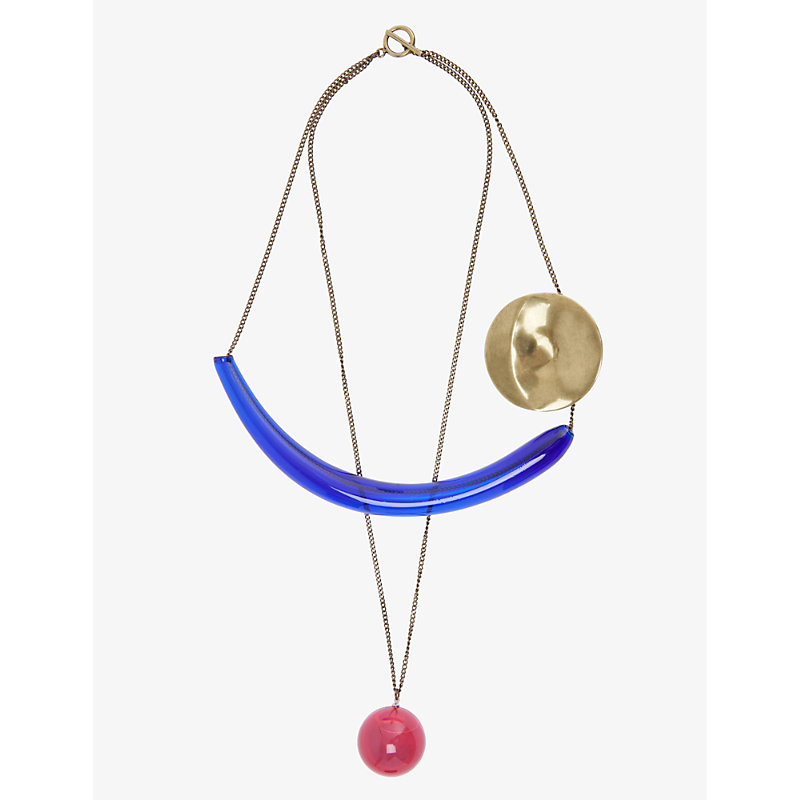 Dries Van Noten Womens Brass 3d Glass Necklace