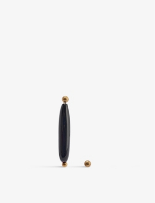 DRIES VAN NOTEN: Asymmetric drop and stud glass and metal earrings