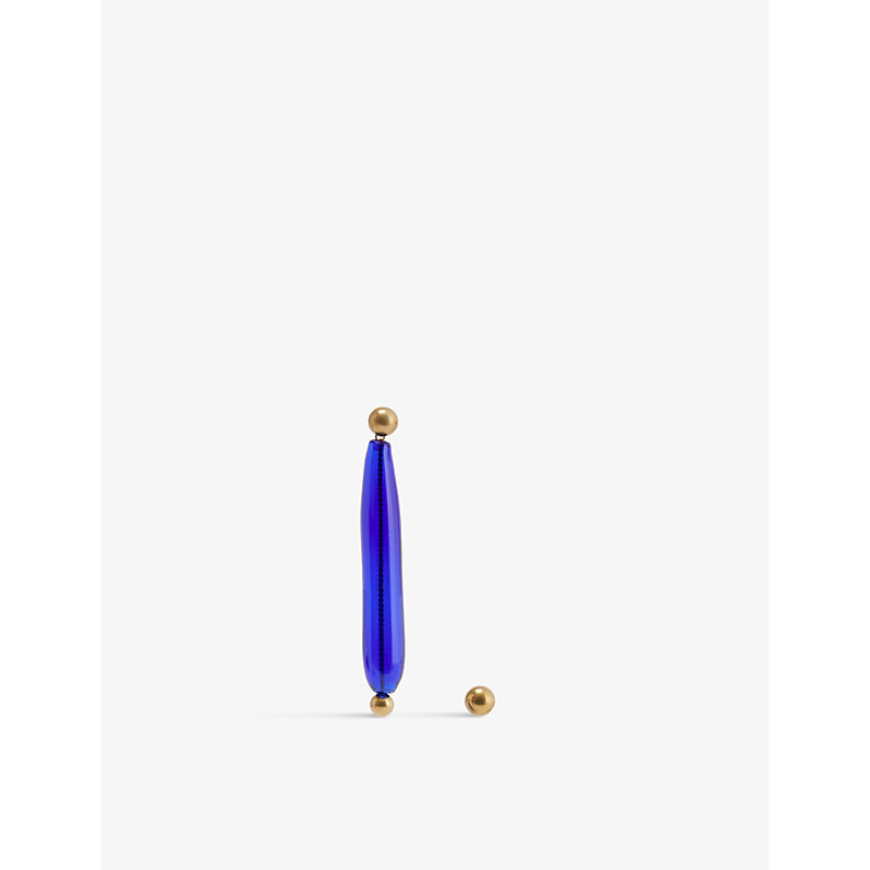 Dries Van Noten Womens Blue Asymmetric Drop And Stud Glass And Metal Earrings
