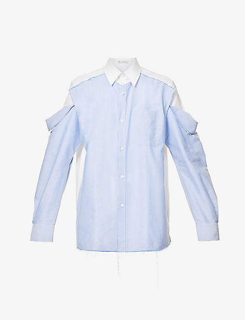 JW ANDERSON: Double Layer contrast-pattern cotton shirt