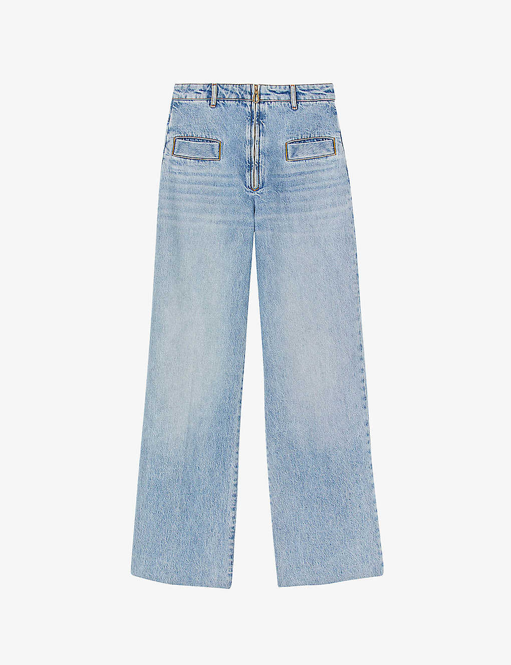 Sandro Oslo High Waist Cotton Denim Jeans In Blue Jean