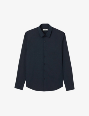 Sandro Mens Bleus Slim-fit Stretch Cotton-blend Shirt In Navy Blue