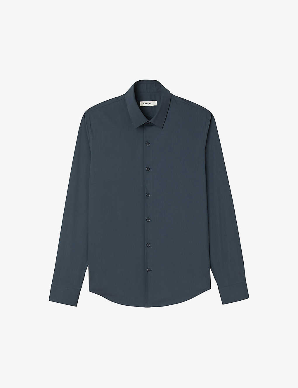 Sandro Mens Black Slim-fit Stretch Cotton-blend Shirt