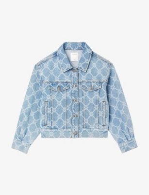 SANDRO: Grenade checked monogram denim jacket
