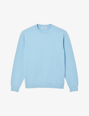Sandro Mens Bleus Logo-embroidered Crewneck Cotton-jersey Sweatshirt