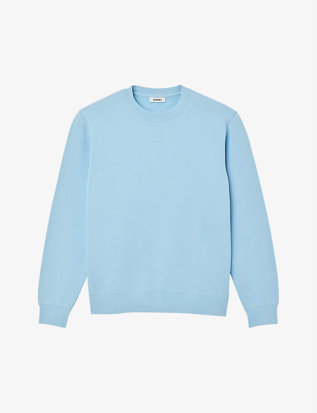 Sandro Mens Bleus Logo-embroidered Crewneck Cotton-jersey Sweatshirt
