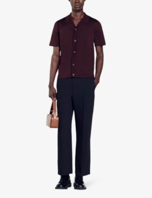 Shop Sandro Mens Bruns V-neck Cotton-blend Knitted Vest