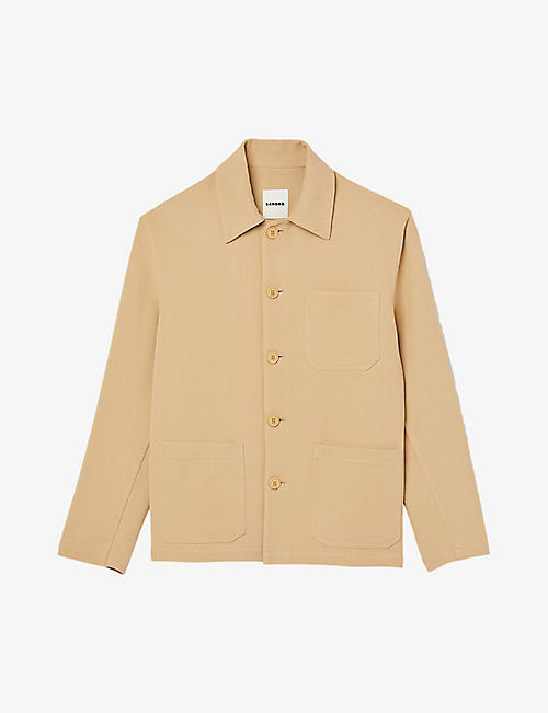 SANDRO: Straight-fit patch-pocket cotton-twill jacket