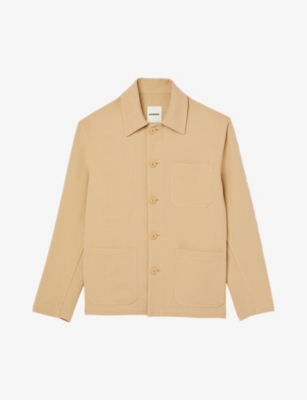 Sandro Mens Naturels Straight-fit Patch-pocket Cotton-twill Jacket