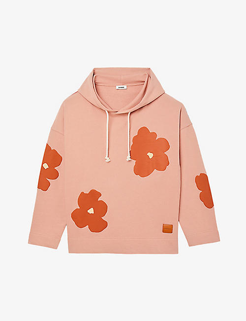 SANDRO: Flower-print cotton-jersey hoody