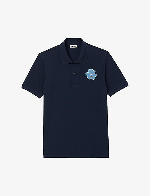 SANDRO: Flower-print cotton polo shirt