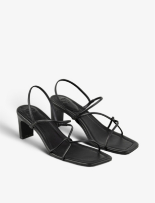 Shop Sandro Womens Noir / Gris Faye Strappy Leather Heeled Sandals In Black