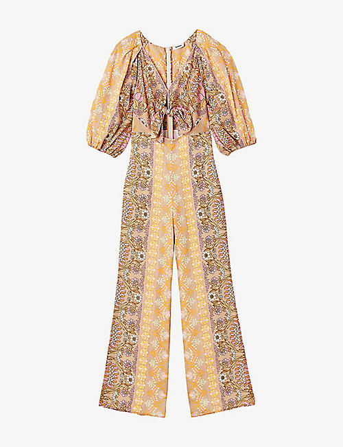 SANDRO: Dieppe floral-print linen-blend jumpsuit