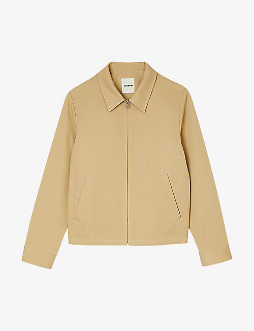 SANDRO: Pointed collar cotton Harrington jacket