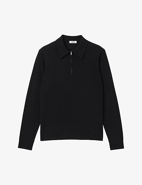 SANDRO: Half-zip relaxed-fit wool-blend knit top