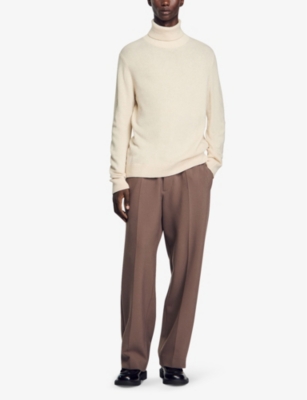 SANDRO: Elasticated-waist wide-leg stretch-woven trousers