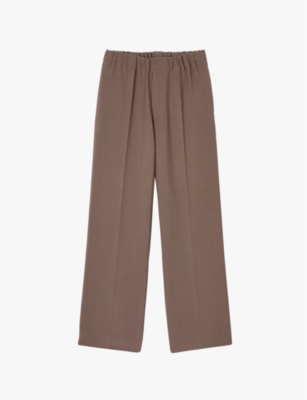 Mens Sandro Elasticated-waist wide-leg stretch-woven trousers