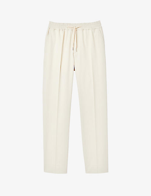 SANDRO: Tapered drawstring-waist stretch-cotton blend trousers