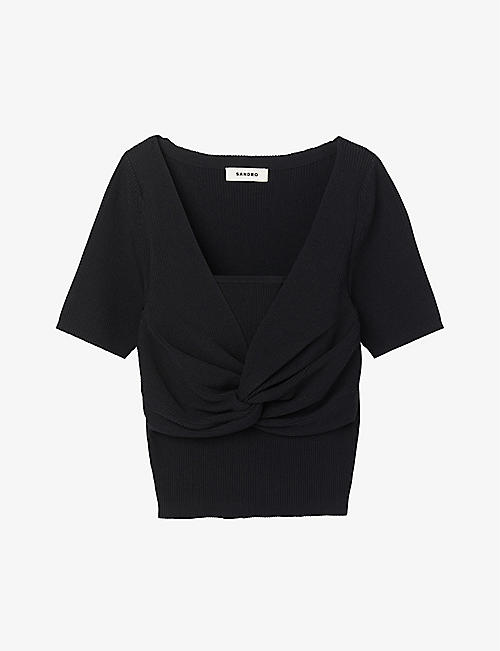 SANDRO: Knot-detail layered knitted top
