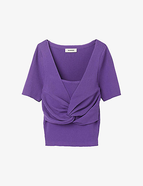 SANDRO: Knot-detail layered knitted top