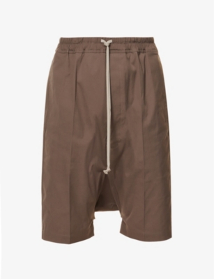 RICK OWENS - Pods dropped-crotch stretch-cotton shorts