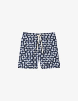 SANDRO: Cross graphic-print regular-fit woven swim shorts