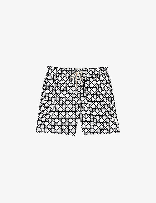 SANDRO: Cross graphic-print regular-fit woven swim shorts