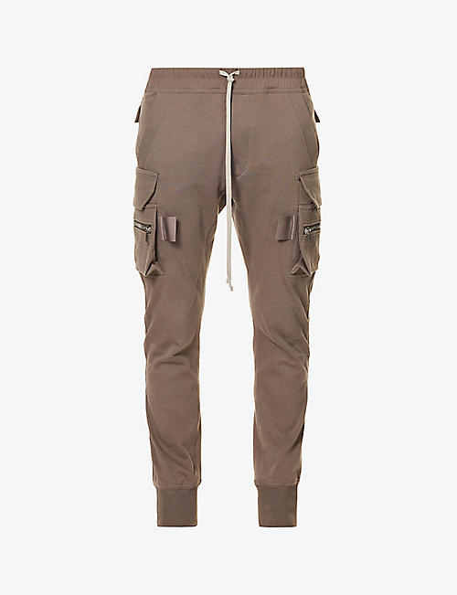 RICK OWENS: Mastodon regular-fit tapered mid-rise cotton-jersey cargo trousers