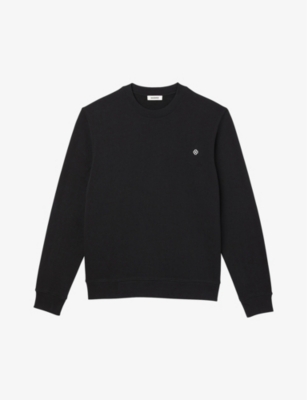 Sandro Sweatshirt Mit Stickerei In Noir / Gris