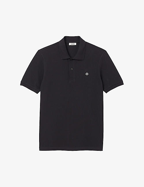 SANDRO: Logo-embroidered cotton polo shirt