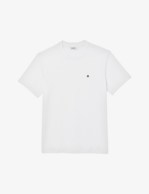 Sandro Mens Naturels Logo-embroidered Cotton Polo Shirt