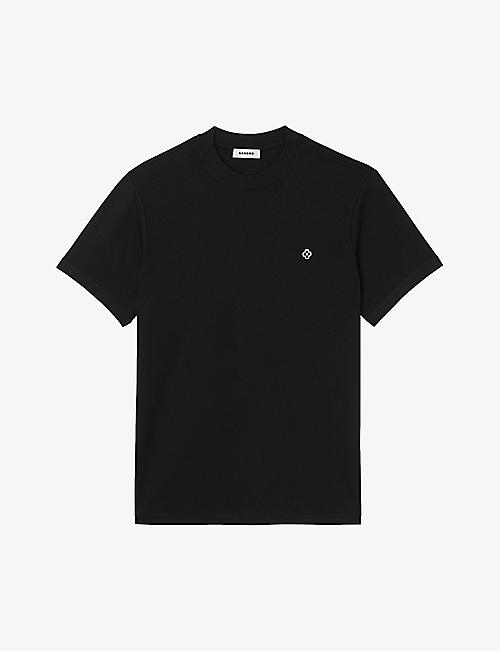 SANDRO: Logo-embroidered cotton T-shirt