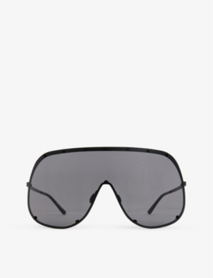 Rick Owens Statement Rimless Sunglasses With Oversized Frame In Black