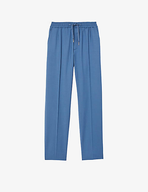 SANDRO: Drawstring-waist straight-leg wool-blend trousers