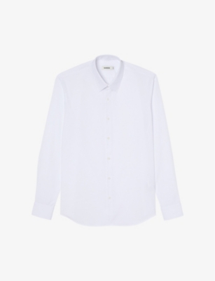 Shop Sandro Men's Naturels Seamless Regular-fit Pointed-collar Cotton Shirt