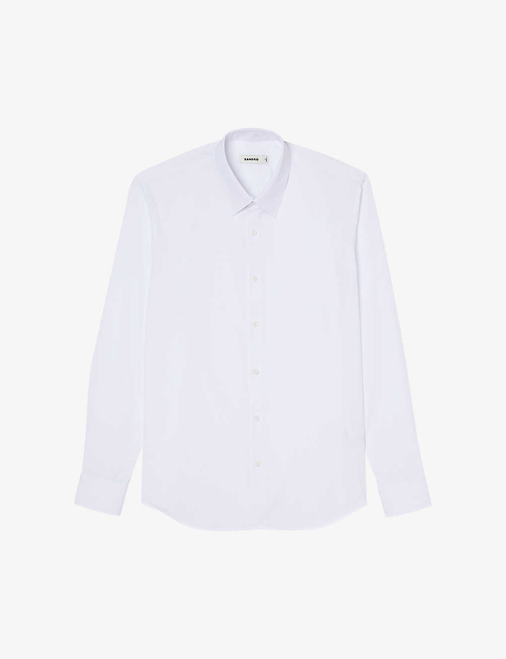 Shop Sandro Mens Naturels Seamless Regular-fit Pointed-collar Cotton Shirt