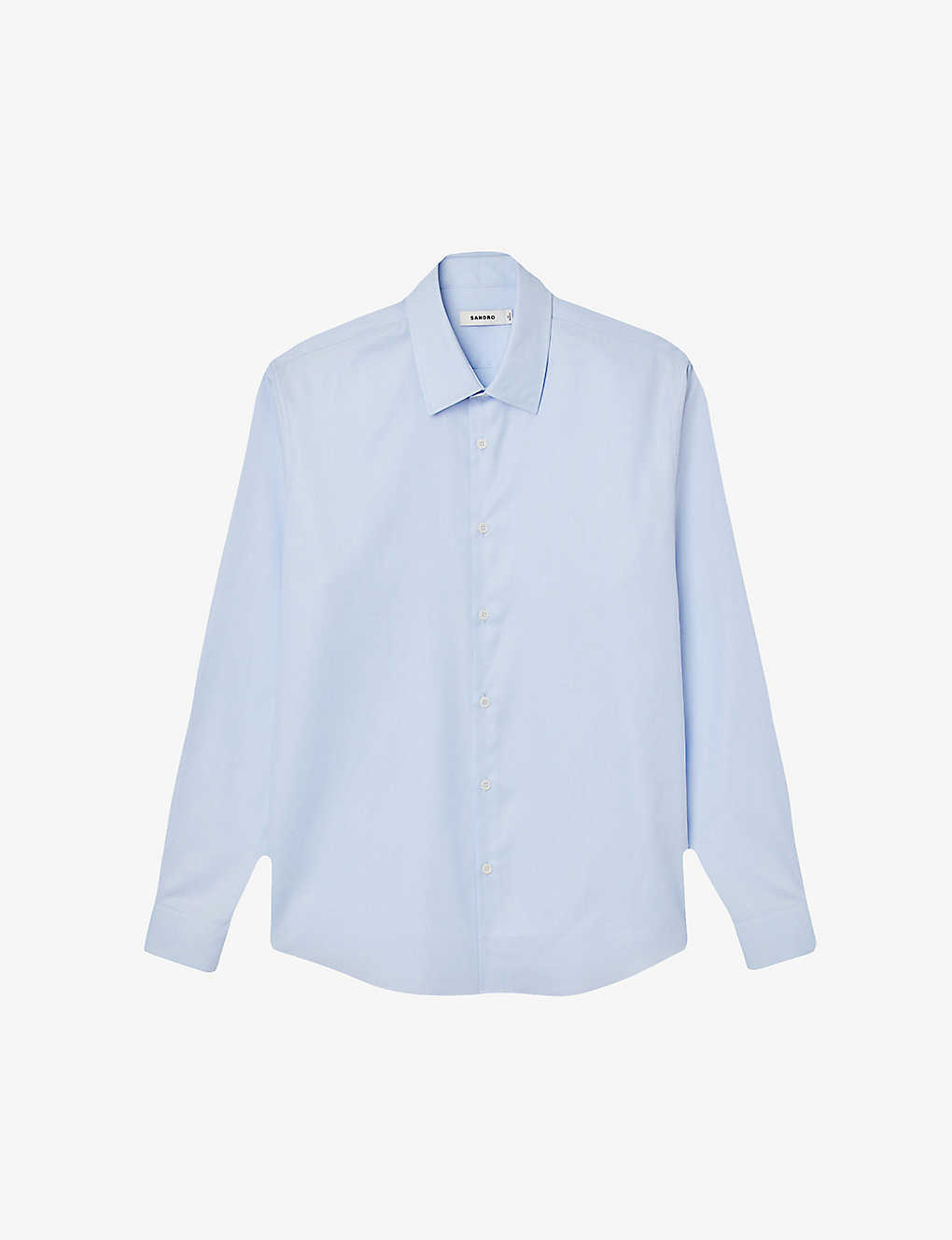 Sandro Mens Bleus Oxford Long-sleeved Cotton Shirt