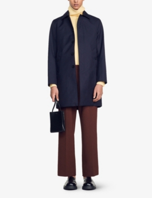 Sandro Technical Mac Coat In Blue