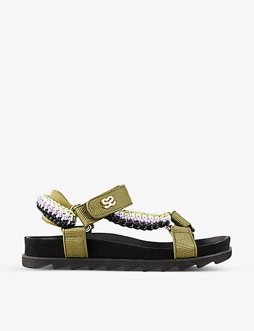 SANDRO: Olinpia striped braided-strap woven sandals