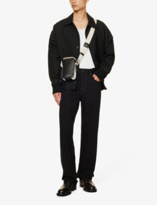 Shop Jacquemus Le Cuerda Vertical Brand-plaque Leather Cross-body Bag In Black