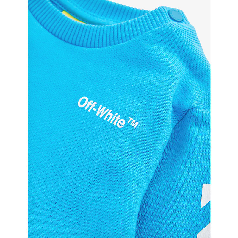 OFF-WHITE OFF-WHITE C/O VIRGIL ABLOH BLUE WHITE HELVETICA BRAND-PRINT COTTON-JERSEY TRACKSUIT 6-36 MONTHS 64415285