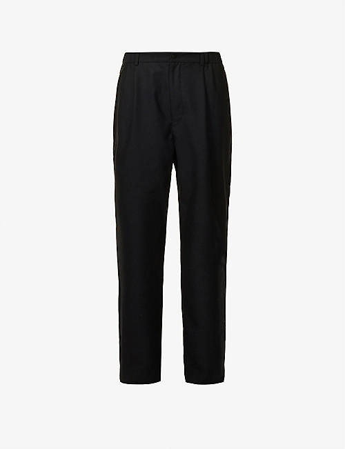 STILL BY HAND: Pleated relaxed-fit straight-leg wool trousers
